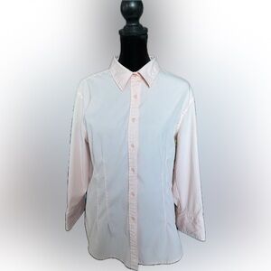 Express Stretch Fitted 3/4 Sleeve Button-Up Shirt - Size 13/14